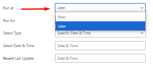 bulk edit plugin selecting desired time to schedule run at