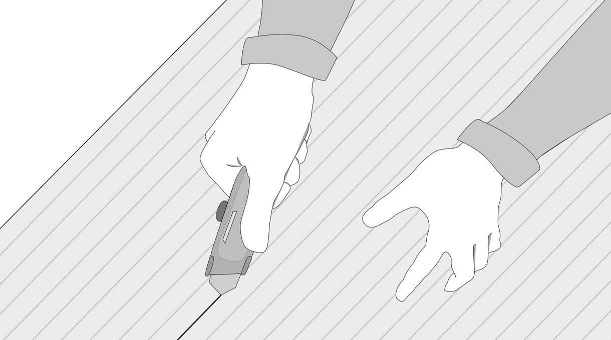 Cortar las planchas con cuchillo cartonero