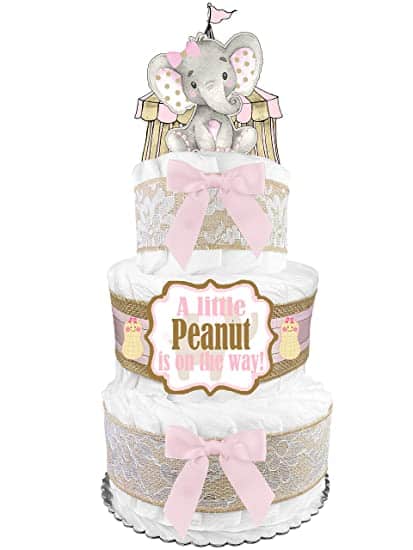 Elephant Diaper Cake For Girl Elephant Diaper Cake For Girl