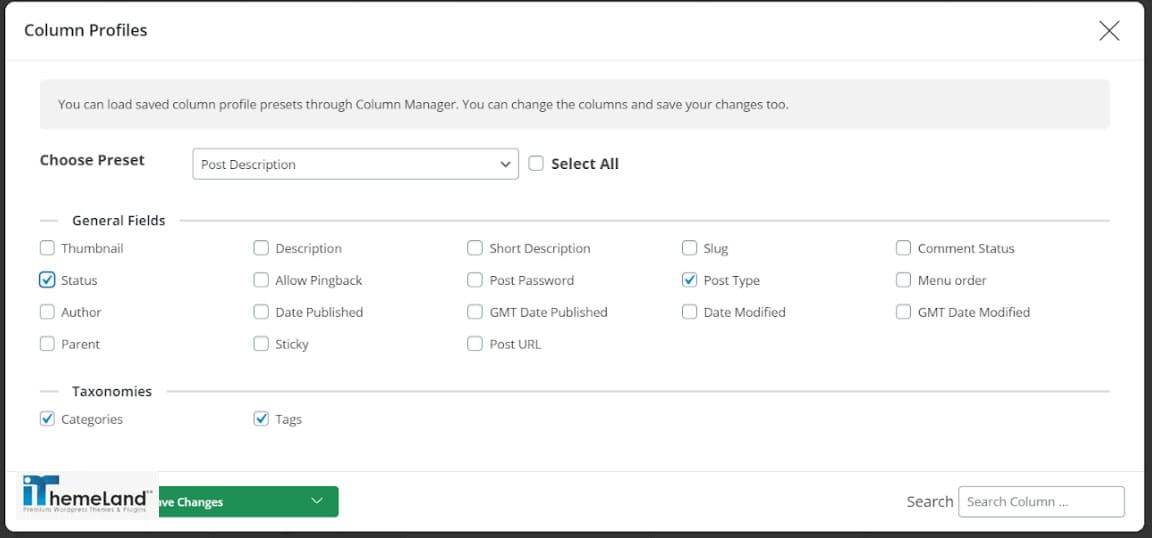 add needed columns from column profile