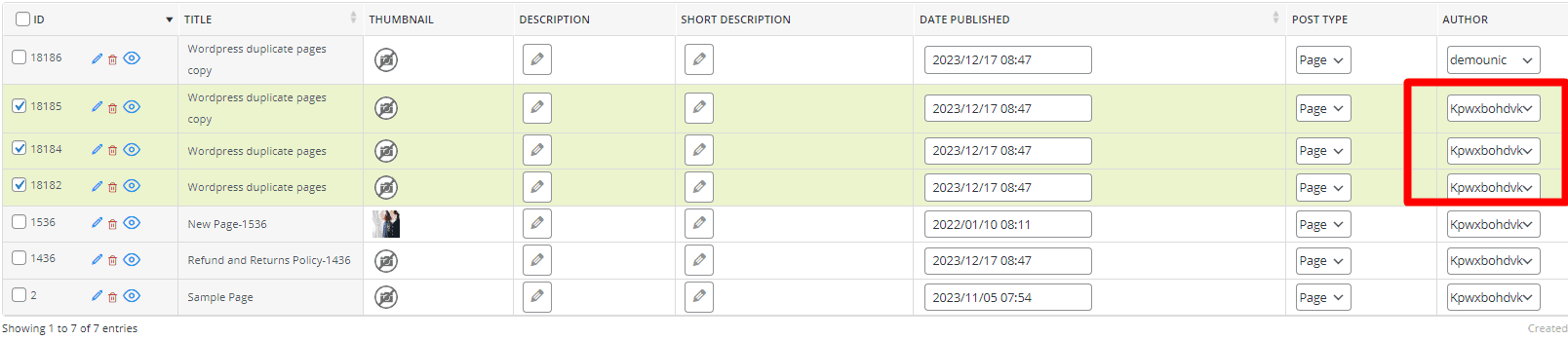 Result of bind edit WordPress pages