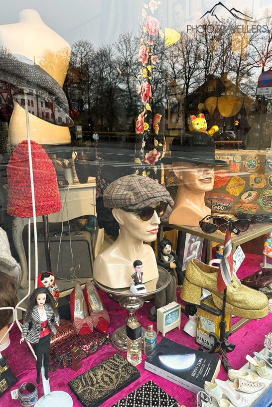 Das Schaufenster eines Vintagestores im Osloer Stadtteil Frogner