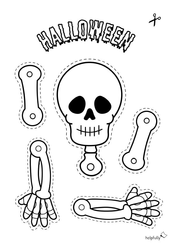 Skelett basteln mit der Vorlage zum Ausdrucken