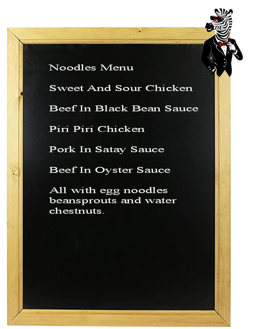 Menu Board Noodles Menu