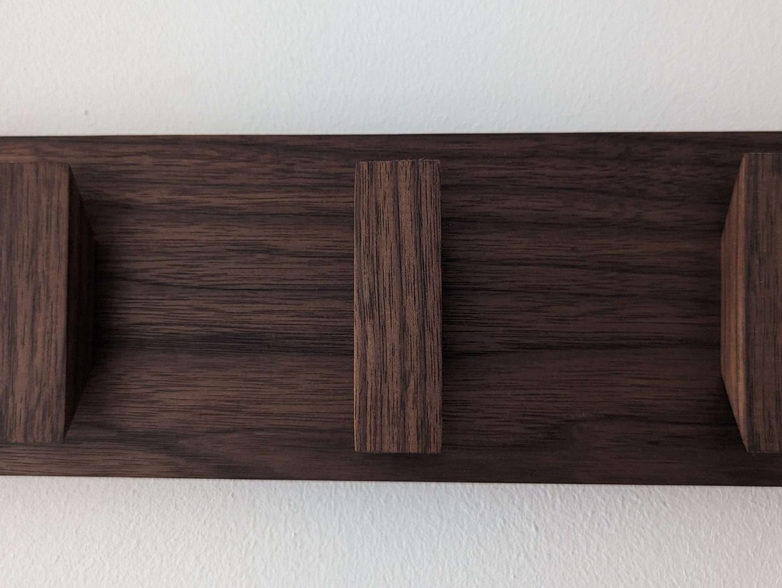Solid Black Walnut Scandi Coat Rack, Wooden Coat Hooks, Coat Pegs