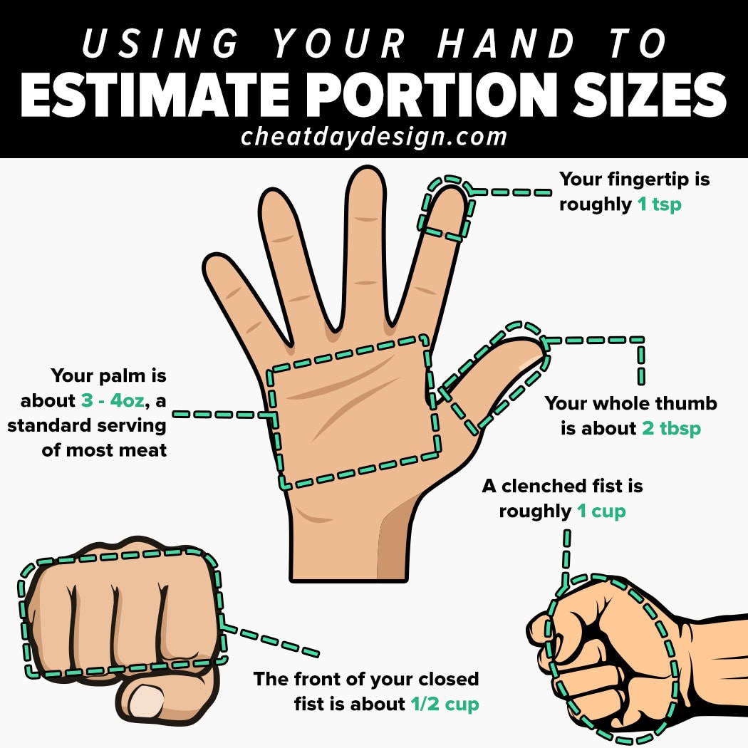 Hand guide for portion sizes