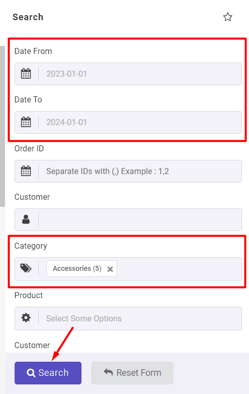 Set category for filter WooCommerce sales report by a specific country