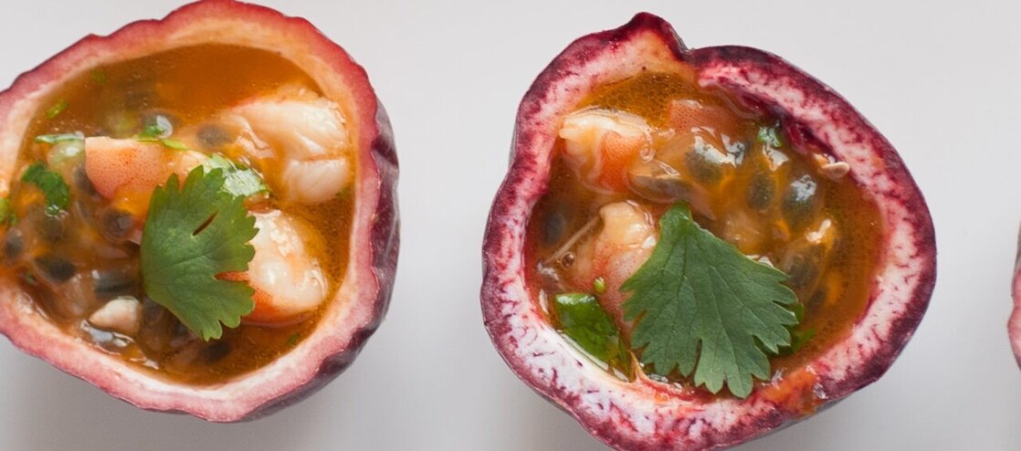 Crevettes et fruits de la passion