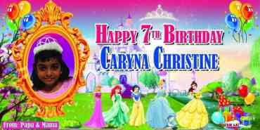 Banner printing for disney princess birthday banner version2- 4 x 2ft