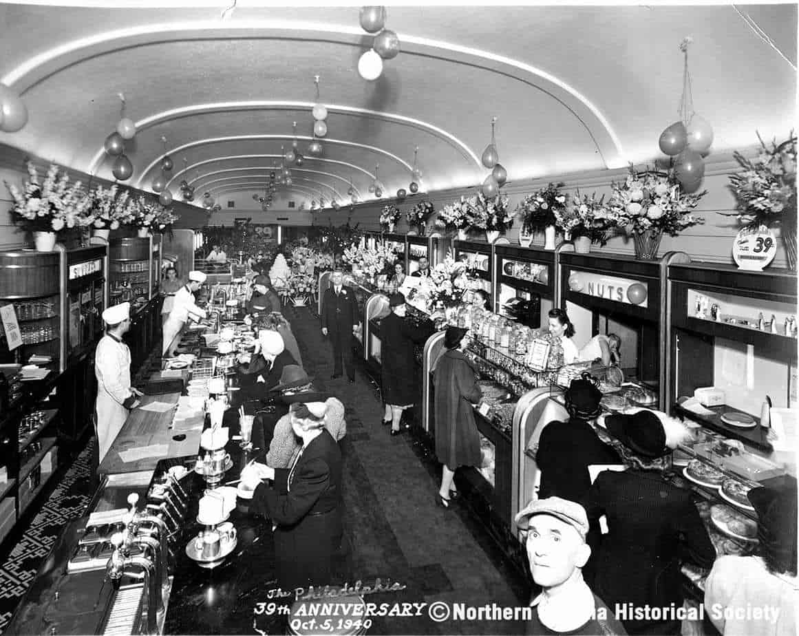 Philadelphia 1939 Vintage pastry shop inside the history museum celebrating 39th anniversary black and white photo.