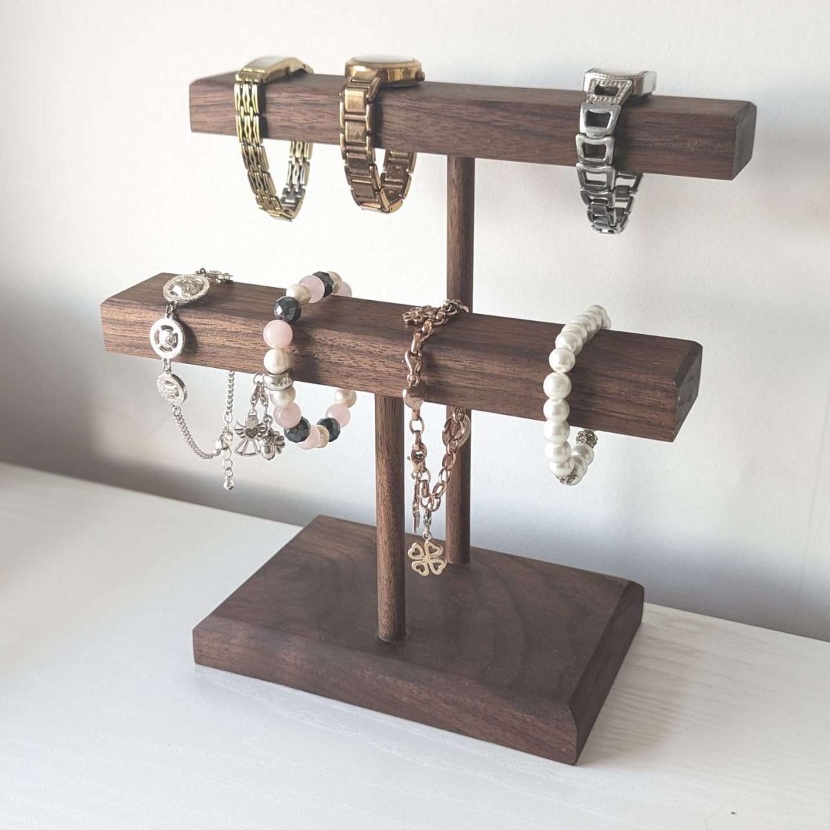 2 Tier Watch Stand | Bracelet Stand | Jewellery Display - Black Walnut