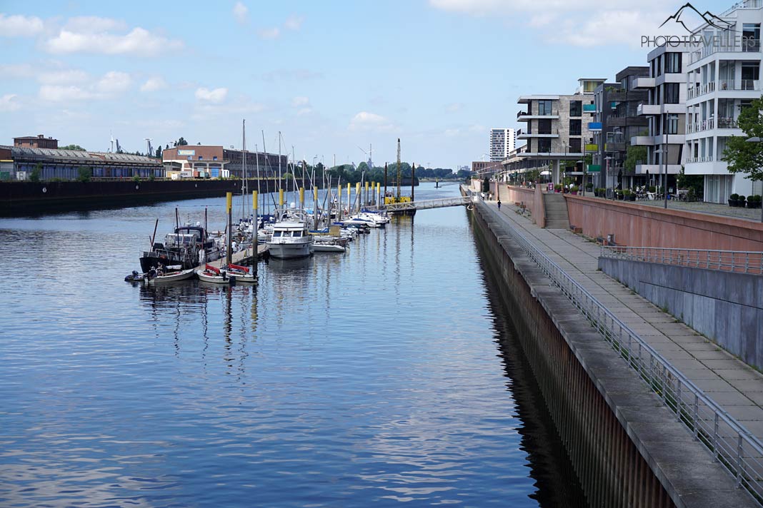 Der Blick über den Europahafen in Bremen