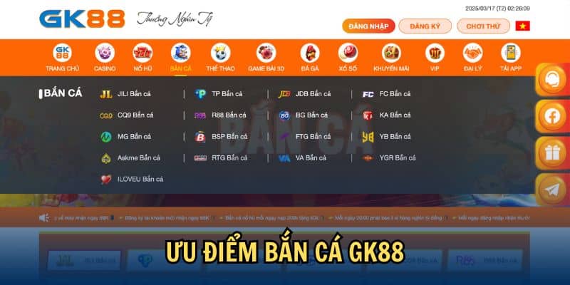 Ưu điểm bắn cá GK88