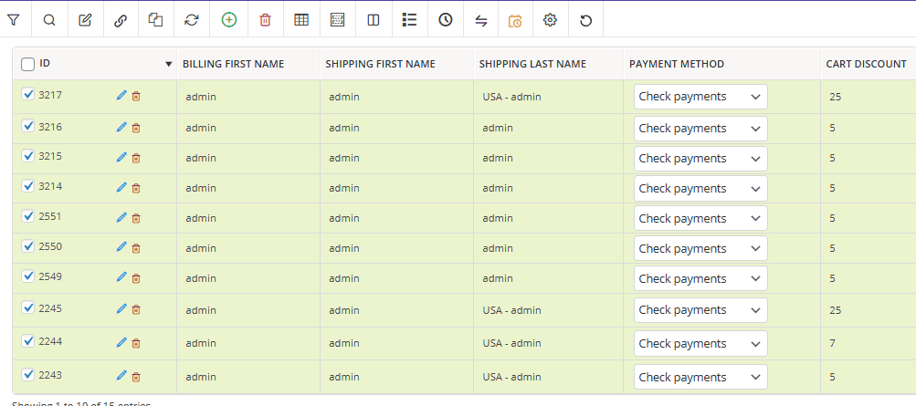 Orders result after bulk changes