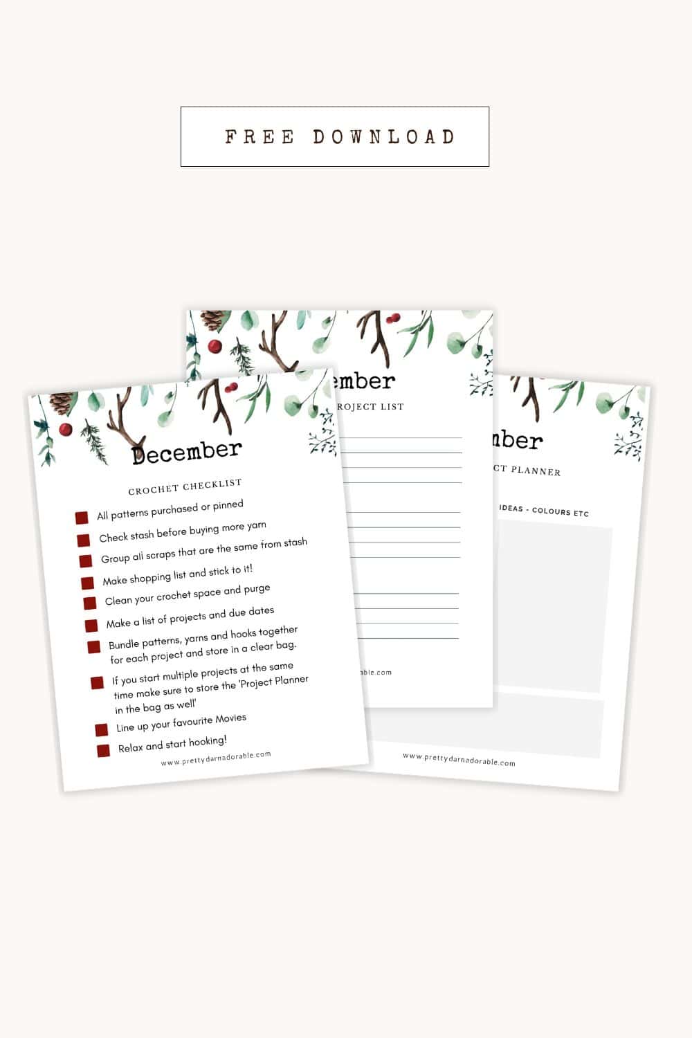 printable december crochet project planner