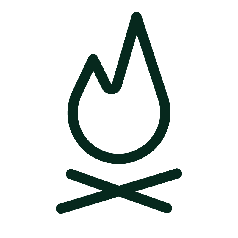 Fireside relaxation icon for mountain fork vacations.