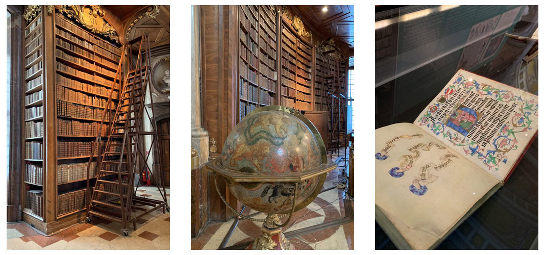 Viele Bücher und der Globus in der Österreichischen Nationalbibliothek