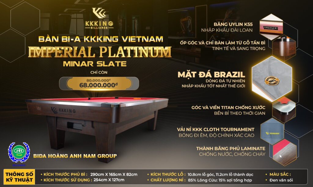 BÀN BIDA LỖ KKKING IMPERIAL PLATINUM SPECIAL EDITION | Bida Hoàng Anh Nam Group