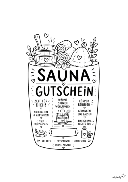 Gutschein für die Sauna basteln - mit der Gratis-PDF-Vorlage zum Ausdrucken