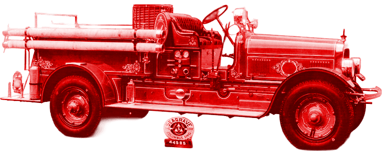 Vintage fire truck from the History Museum showcasing historical firefighting equipment and classic vehicle design.