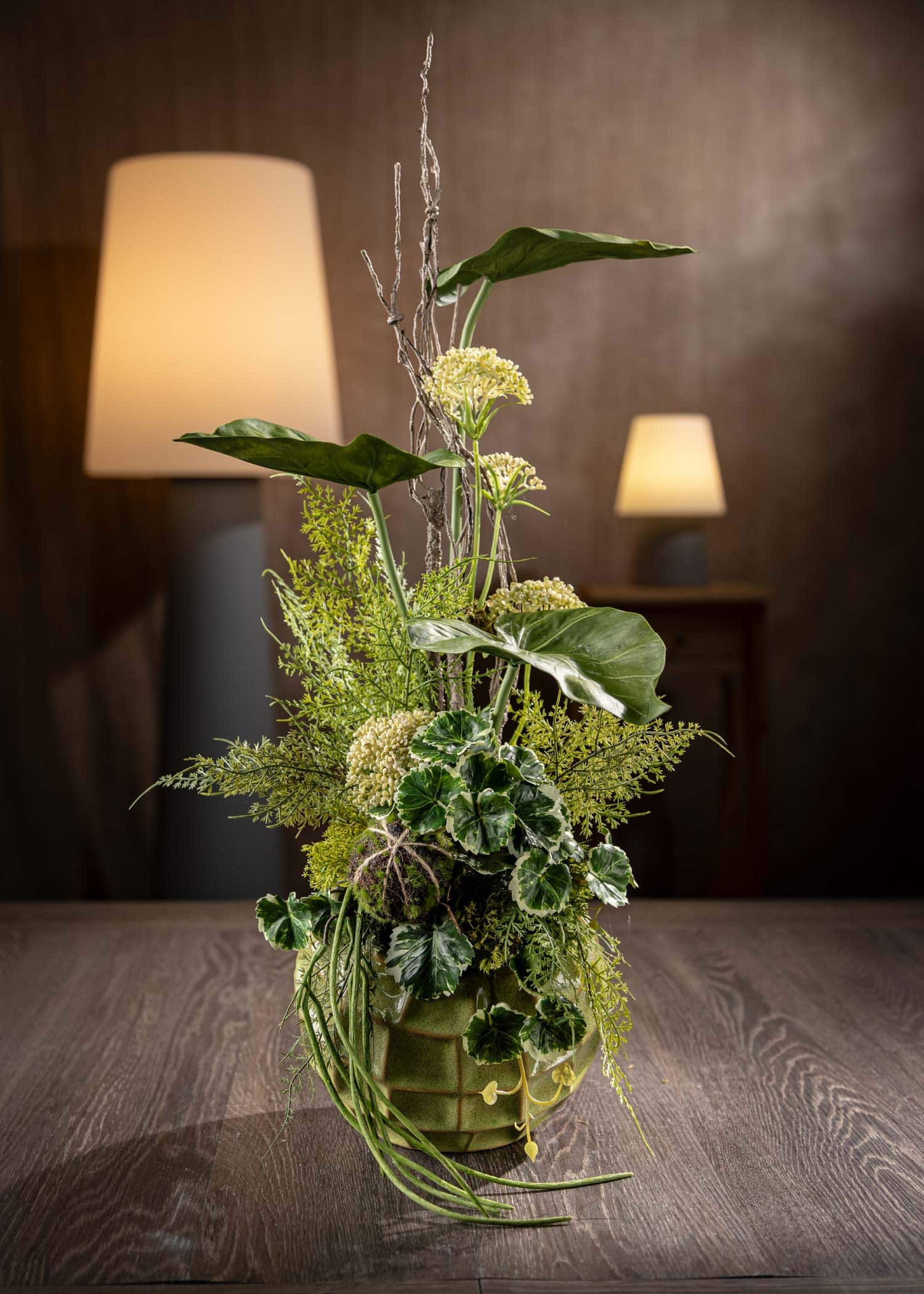Mkono Piccoli fiori artificiali in vaso di ceramica 31,8 cm centrotavola decorazione tavolino da caffè, composizioni floreali in seta per la decorazione della casa bouquet di fiori finti per bagno