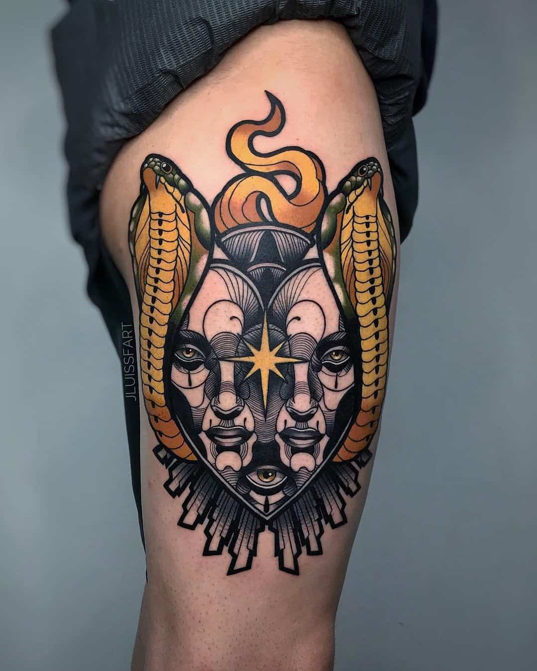 Black Neo Traditional Sleeve Tattoo