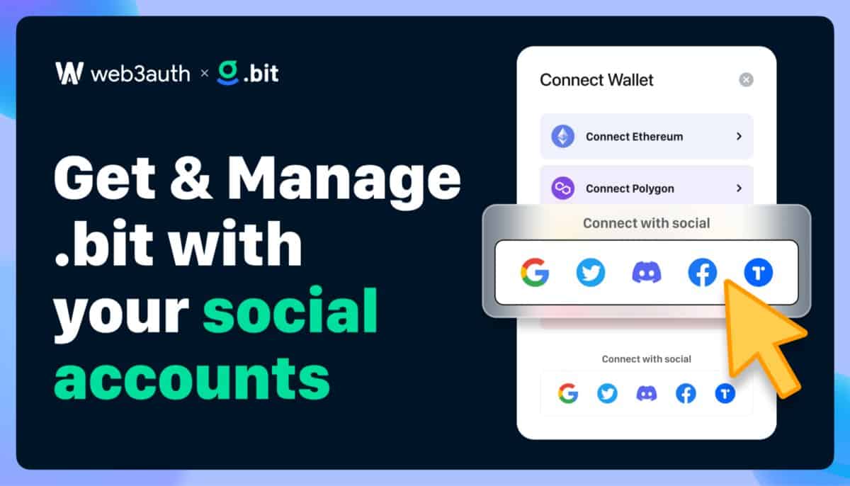 .bit is the up coming spouse to integrate Web3Auth's Torus Wallet 1 bit is the next partner to integrate Web3Auths Torus Wallet