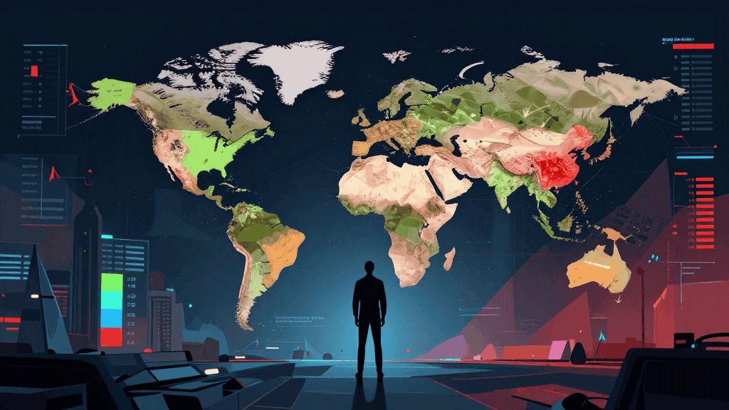 World map showing global digital markets and side hustle opportunities.