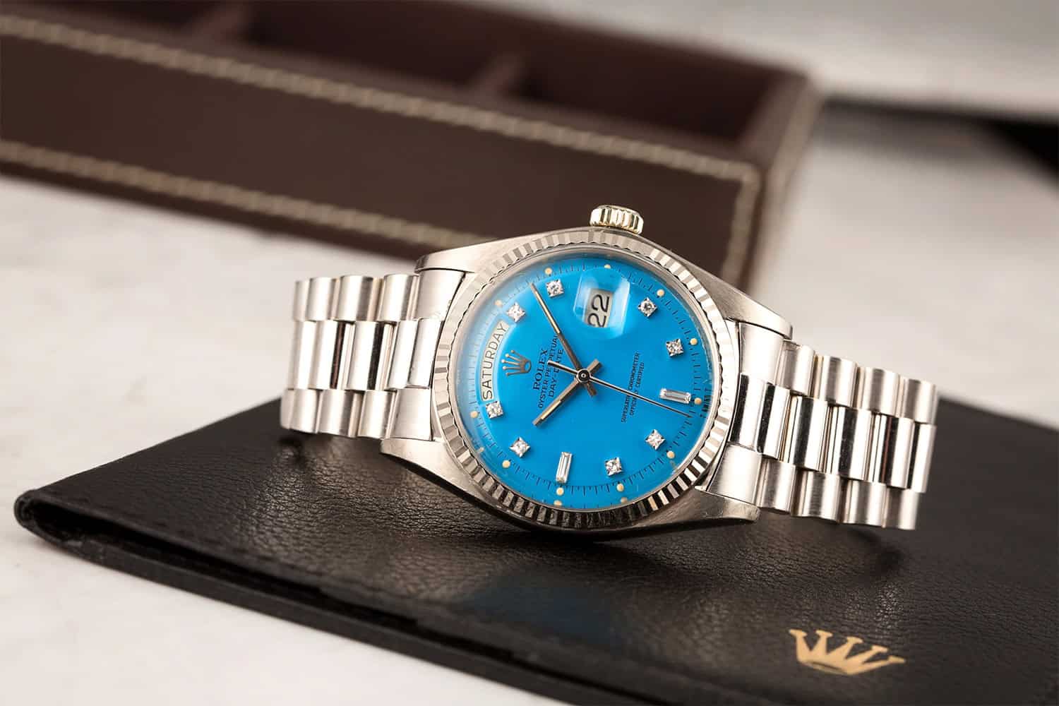 A close up of a watch