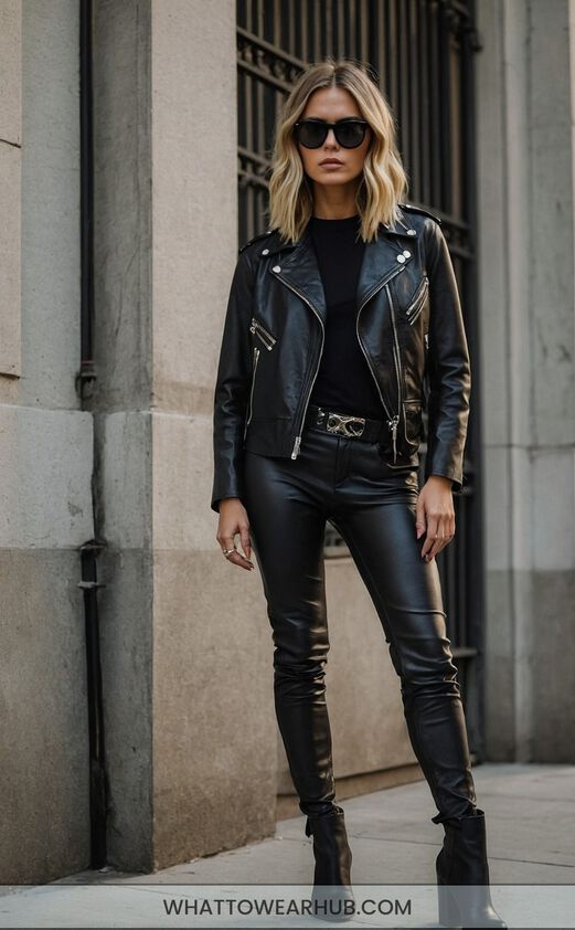 Female Black Leather Pants