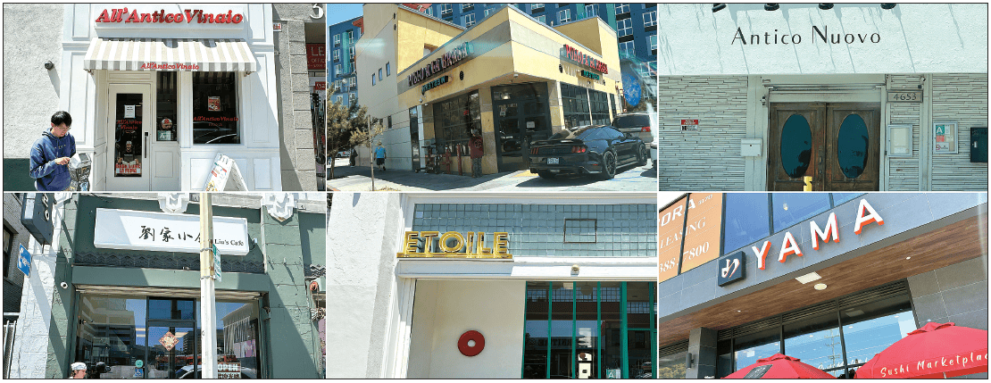 Koreatown global dining hotspots including All' Antico Vinaio, Pollo a la Brasa, Antico Nuovo, Yama Sushi Marketplace, Bar Etoile, and Liu’s Cafe