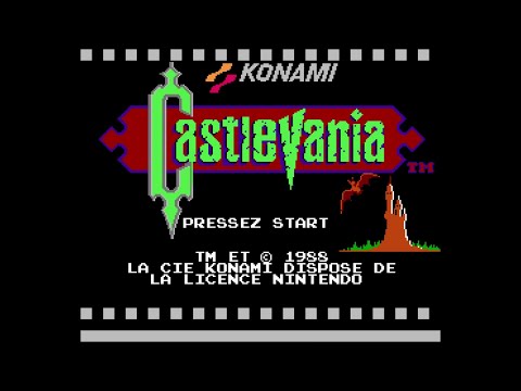 Capture d'écran du jeu vidéo Castlevania sur Nintendo, illustrant une scène emblématique de l'époque 8 bits, pour une expérience rétro gaming.