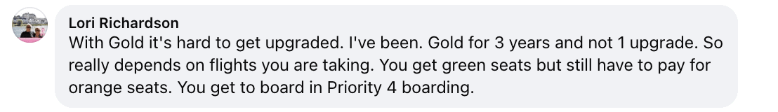 AAdvantage Gold Status Benefits: A Practical, No-Fluff Guide 5 comment from Facebook About limited upgrade chances for gold status