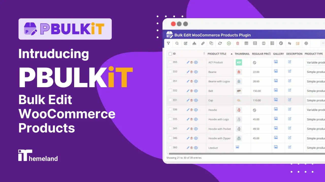 PBULKiT - Bulk Edit WooCommerce Products by ithemelamdco youtube thumbnail banner