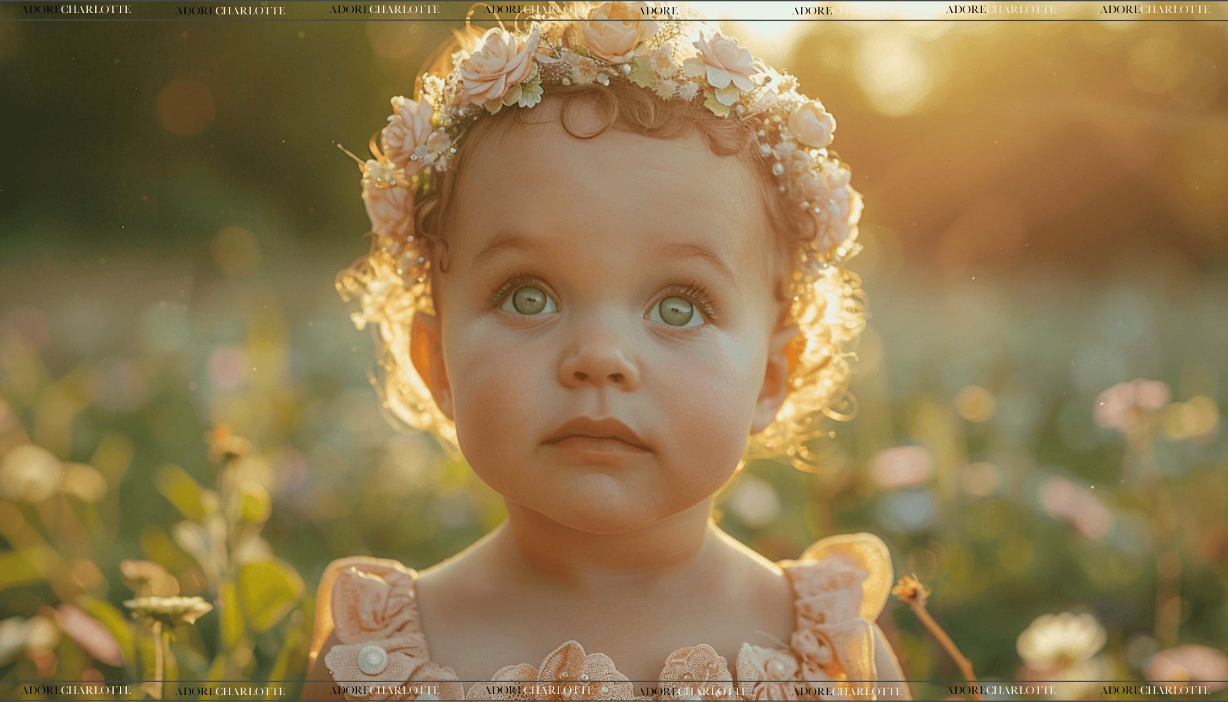 Middle Names for Luna cute green eyed baby girl with flower headband.