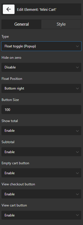 select float toggle type in general tab