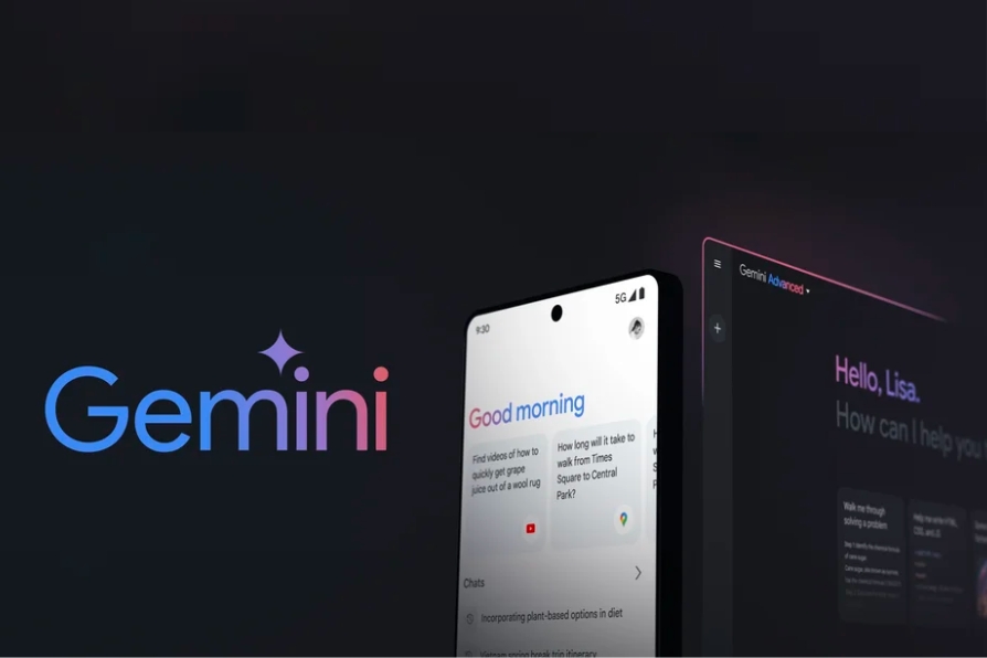 Logo de l'IA Google Gemini Advanced sur fond noir