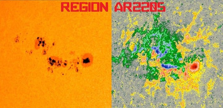 Erster X-Klasse Flare vom Sonnenfleck 2205 1 Erster X-Klasse Flare vom Sonnenfleck 2205 1
