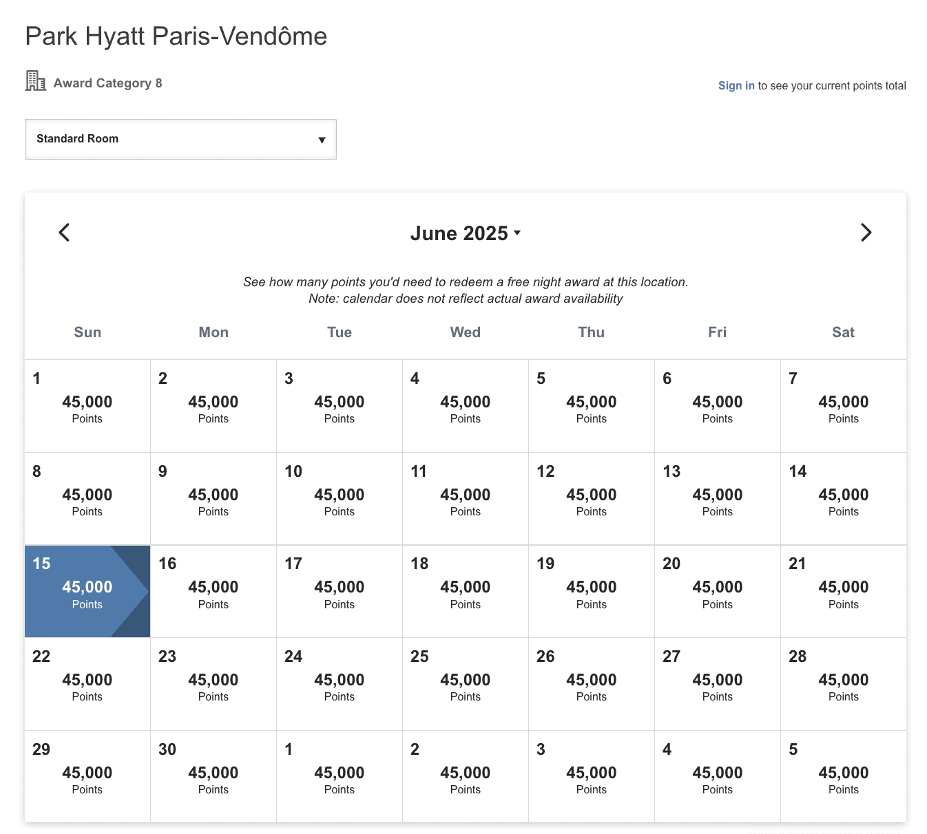 The Strategic Guide to Purchasing World of Hyatt Points 3 Cost of booking a night at Park Hyatt Paris-Vendôme with points
