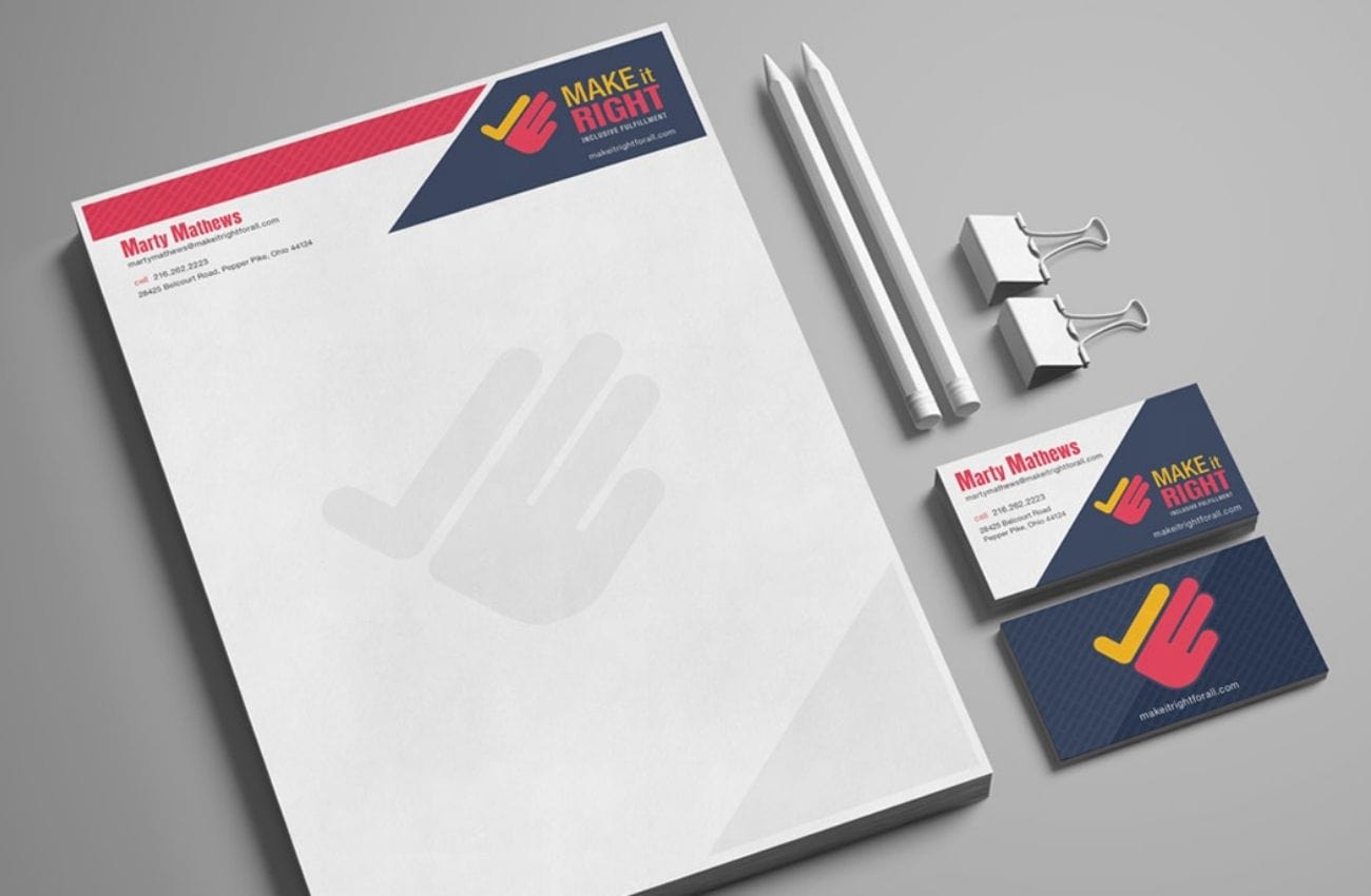Stationery and business cards layout; Make It Right