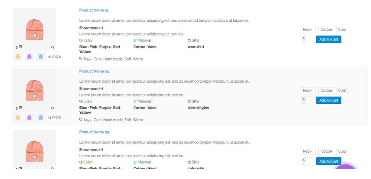 Display inline add to cart button