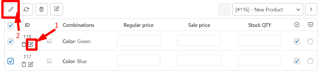bulk edit variation products stock field
