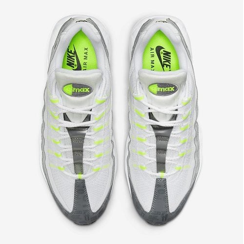 Mens Nike Air Max 95 Trainers in White, Grey Neon UK Outlet at