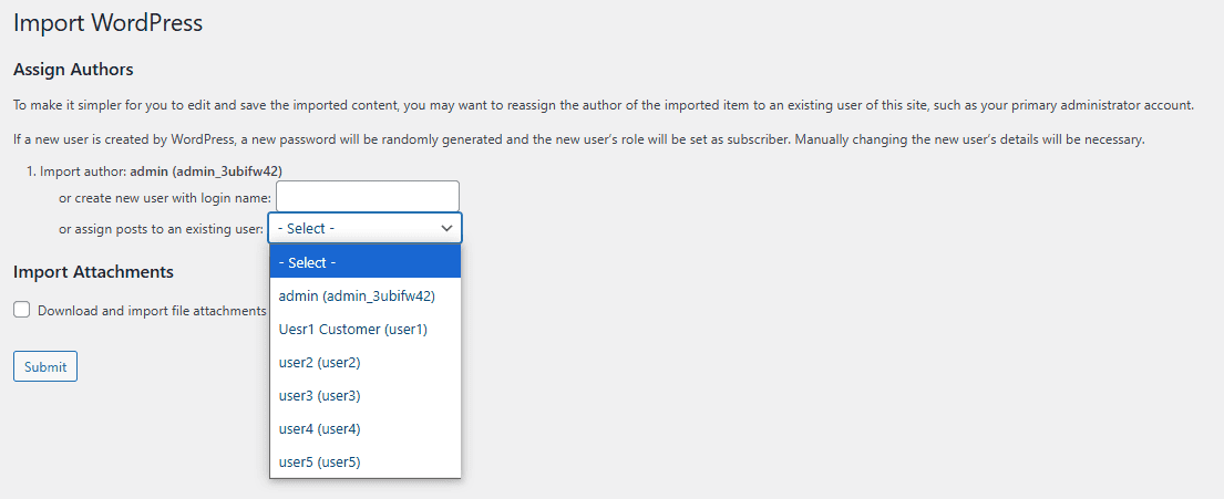 Assign posts to a new user or an existing user