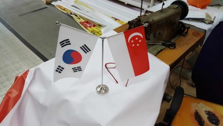 2 country flags on table flag