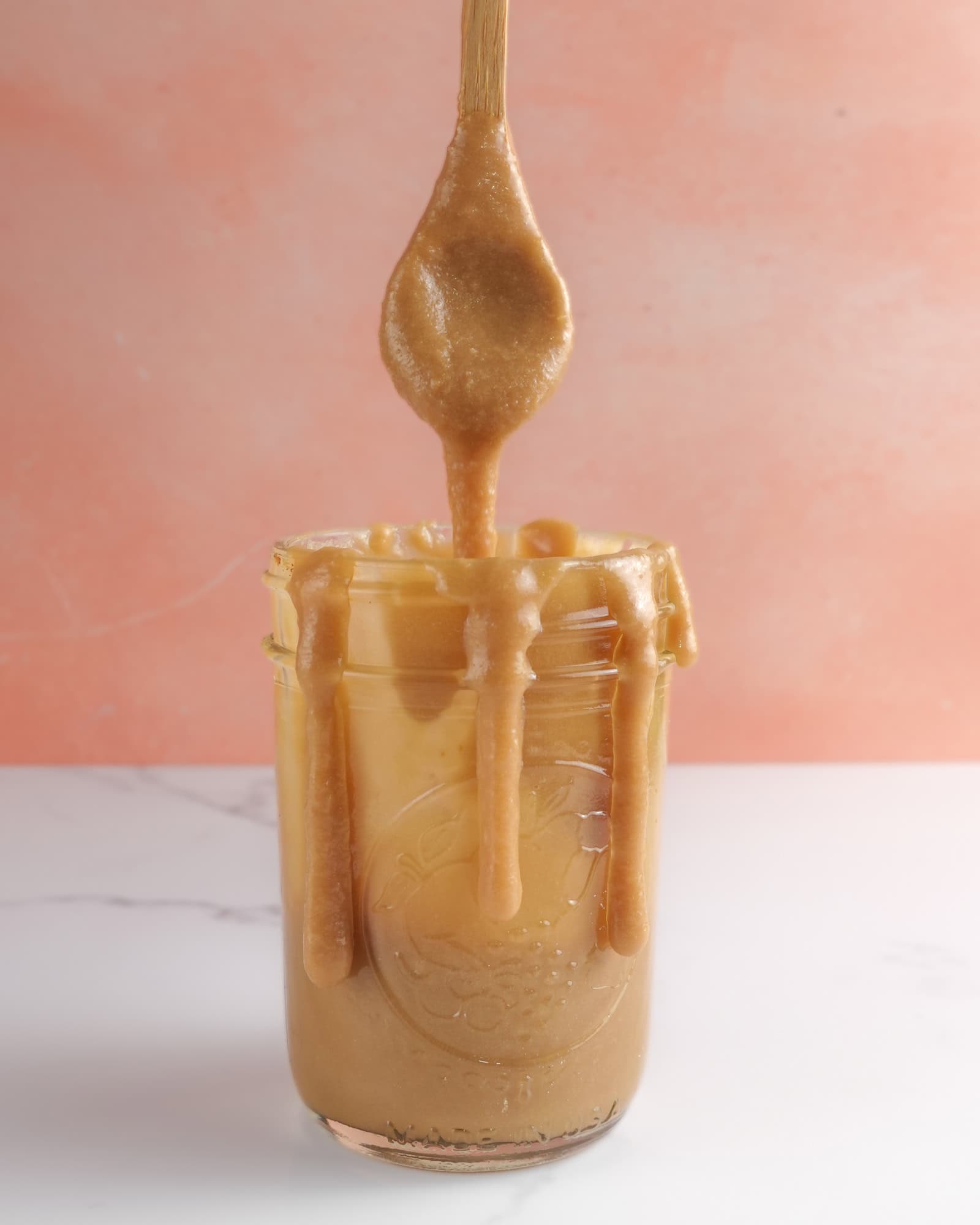 Jar of protein caramel sauce