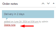 WooCommerce delete customer order note
