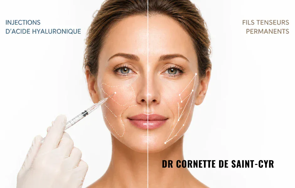 Fils tenseurs permanents vs injections d’acide hyaluronique : deux approches, deux objectifs