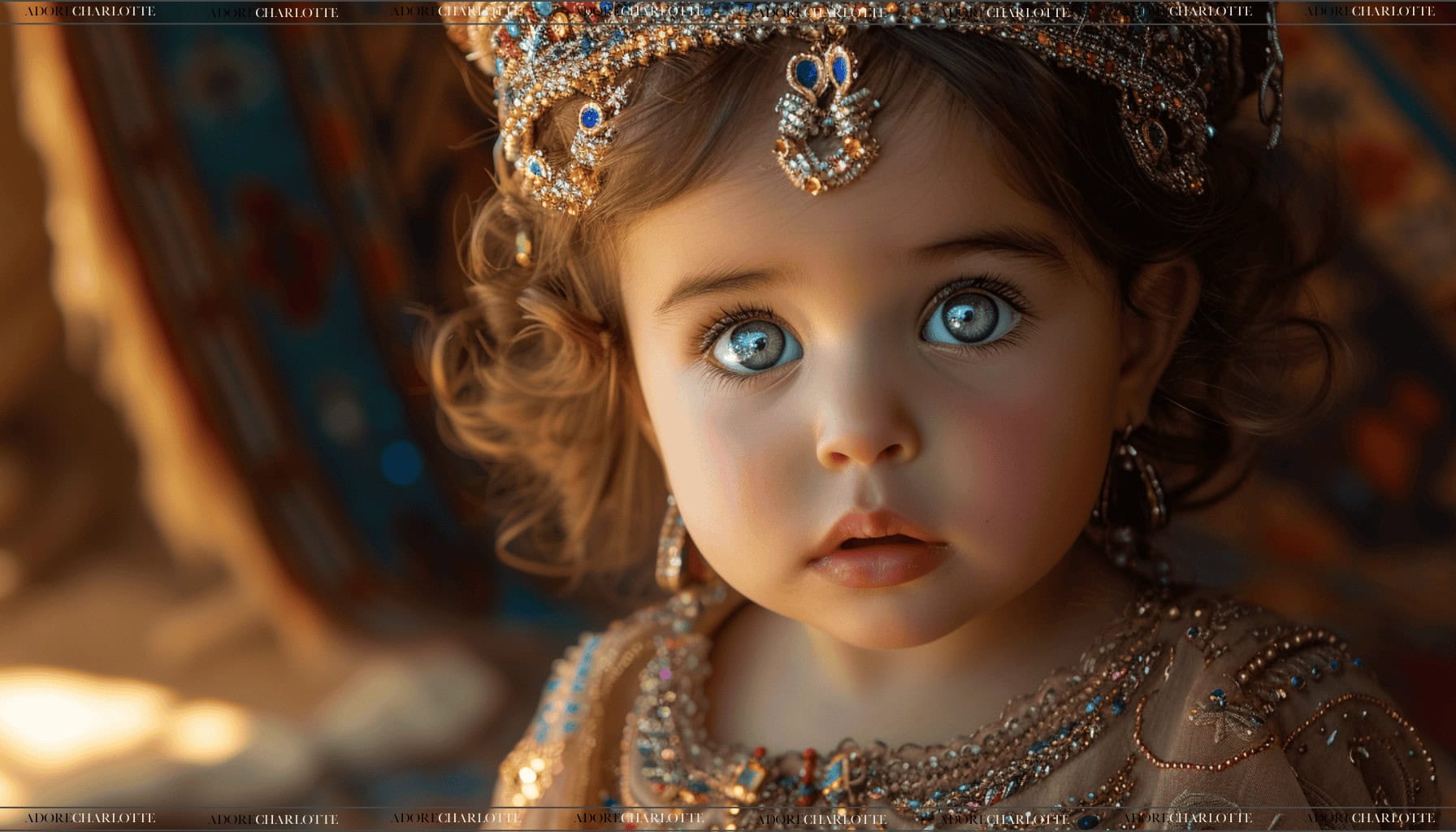 Middle Names for Harper Gorgeous baby with green eyes and a beautiful headdress