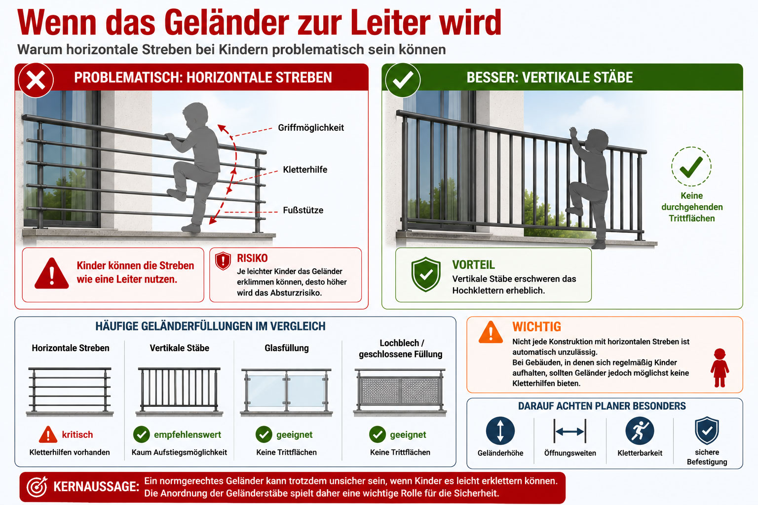 Gefahren bei Geländer